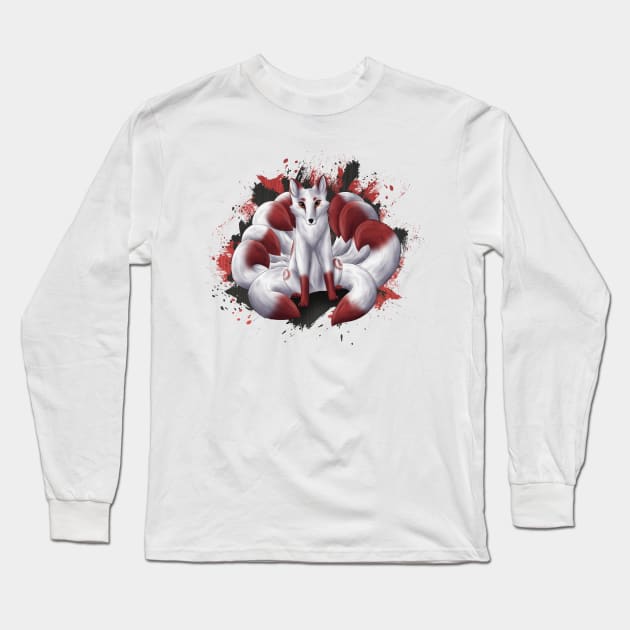 Nine-Tailed Fox Kitsune Ninetails Long Sleeve T-Shirt by Fennekfuchs